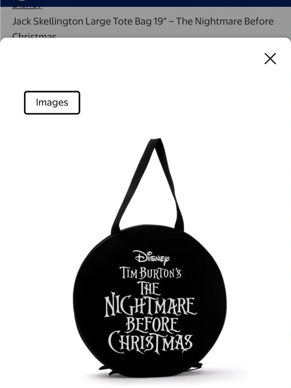 Disney - Jack Skellington Large FaceTote Bag - The Nightmare Before Christmas - Picture 2 of 7